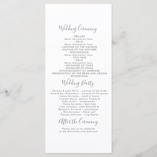 Vetplanten groen blad goudkleurige trouwprogramma' programmakaart (Achterkant)