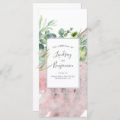 Vetplanten groen blad goudkleurige trouwprogramma' programmakaart (Voorkant / Achterkant)