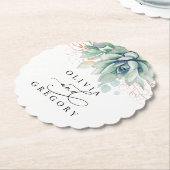 Vetplanten groen elegant modern papieren onderzett kartonnen onderzetters (Gekanteld)