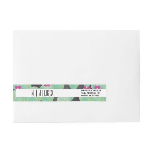 Vetplanten groene wedding logo adreslabel wikkel (Voorkant)