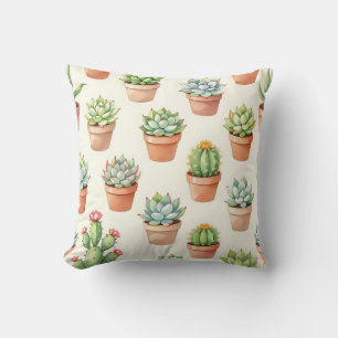 Vetplanten Naadloos Patroon Terracotta Potten Kussen
