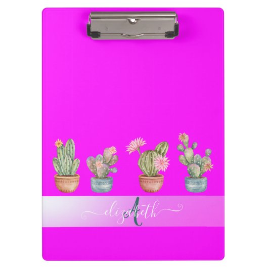 Vetplanten Roze Fluorescerend Initiaal Klembord (Voorkant)