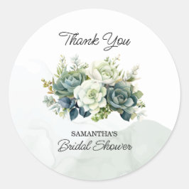Vetplanten, rozen en groen Bruids- Bedankt Ronde Sticker
