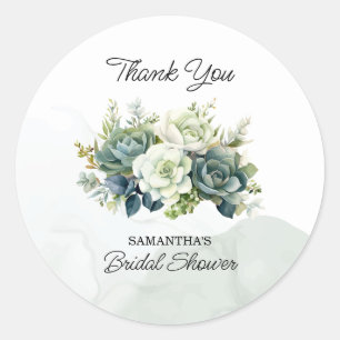 Vetplanten, rozen en groen Bruids- Bedankt Ronde Sticker