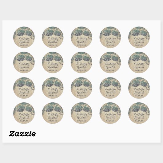  vetplanten rustieke bruiloft ronde sticker (Vel)