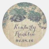  vetplanten rustieke bruiloft ronde sticker (Voorkant)
