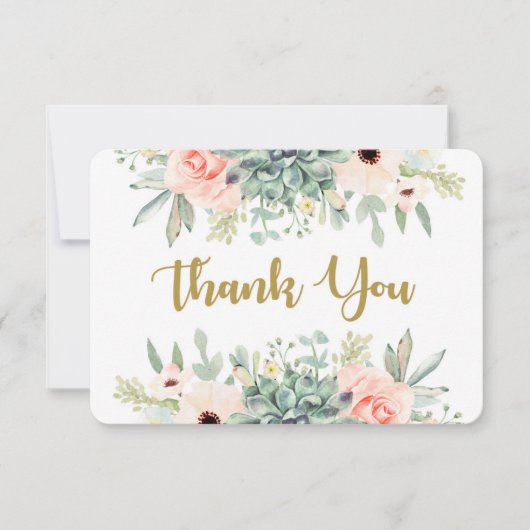 Vetplanten waterverf bloemendankkaart bedankkaart (Voorkant)