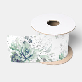 Vetplanten Zilver Groen Elegant Botanisch Satijnen Lint