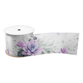 Vetplanten Zilver Groen Elegante Botanische Satijnen Lint (Spoel)