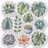 Vetplantentuin Aquarel Sticker (Voorkant)