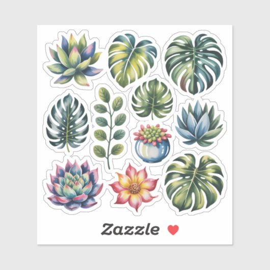 Vetplantentuin Aquarel Sticker (Vel)