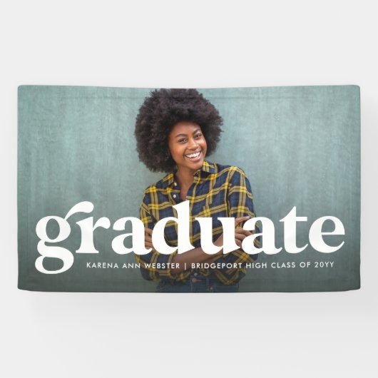Vetretro afstuderen één foto-afstuderen spandoek (Horizontaal)