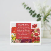 Vetrijke rode bloemen Bedankt Card Briefkaart (Staand voorkant)