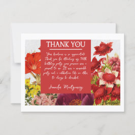 Vetrijke rode bloemen Bedankt Card Briefkaart