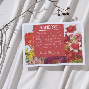 Vetrijke rode bloemen Bedankt Card Notitiekaartje