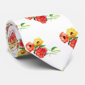 Vetrode en gele madeliefjes stropdas (Opgerold)