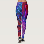 Vetrode Paarse blauw gekleurde fractale lijnen Leggings (Achterkant)
