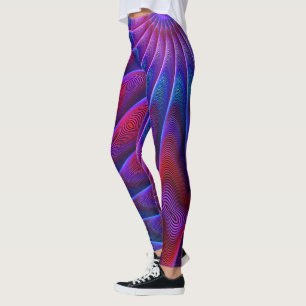 Vetrode Paarse blauw gekleurde fractale lijnen Leggings