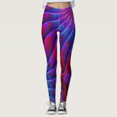 Vetrode Paarse blauw gekleurde fractale lijnen Leggings (Voorkant)