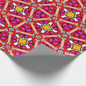Vetrood Abstract geometrisch caleidoscooppatroon Cadeaupapier (Hoek)