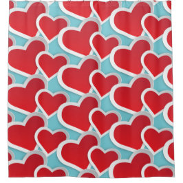 Vetrood hart herhalend patroongeluid douchegordijn