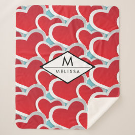 Vetrood hart herhalend patroongeluid sherpa deken