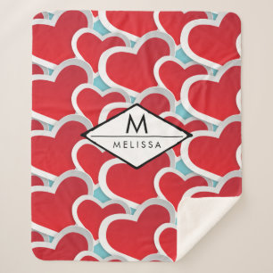 Vetrood hart herhalend patroongeluid sherpa deken