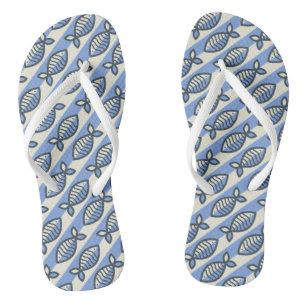 Vetroomblauwe vis teenslippers