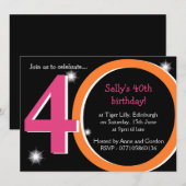 Vetroze en Oranje partij 40e verjaardag Kaart (Voorkant / Achterkant)