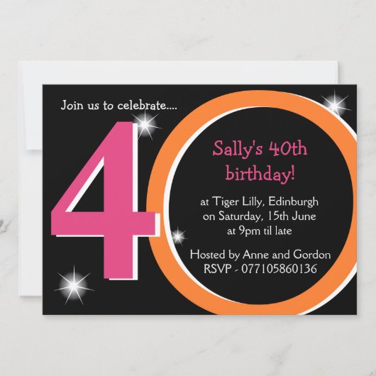 Vetroze en Oranje partij 40e verjaardag Kaart (Voorkant)