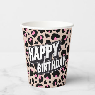 Vetroze Leopard Happy Birthday Paper Cup Papieren Bekers