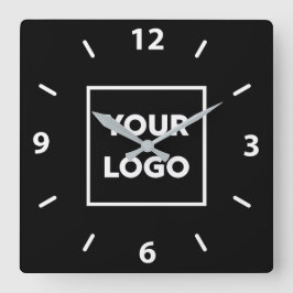 Vette aangepaste zakelijke Logo op zwarte achtergr Vierkante Klok