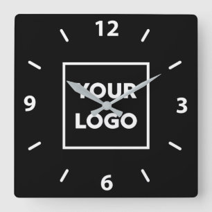 Vette aangepaste zakelijke Logo op zwarte achtergr Vierkante Klok