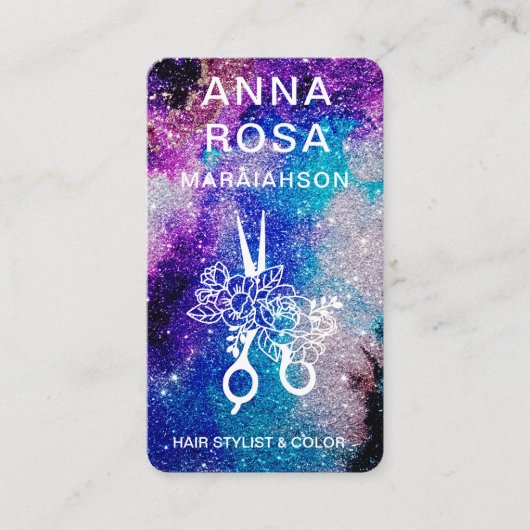 *~* Vette Abstracte HAAR GLITTER QR LOGO FOTO Visitekaartje (Voorkant)