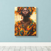Vette Afrikaanse Vrouw in Kleurrijke Abstracte Gew Canvas Afdruk (Insitu (Houten vloer))