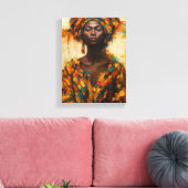 Vette Afrikaanse Vrouw in Kleurrijke Abstracte Gew Canvas Afdruk (Insitu (Woonkamer))