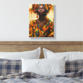 Vette Afrikaanse Vrouw in Kleurrijke Abstracte Gew Canvas Afdruk (Insitu (Slaapkamer))