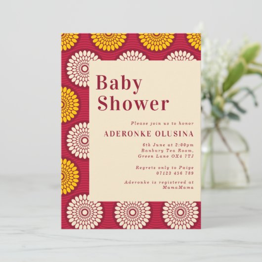 Vette Afrikaanse was Afdrukken Rood en Geel Baby s Kaart (Staand voorkant)