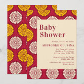 Vette Afrikaanse was Afdrukken Rood en Geel Baby s Kaart (Voorkant / Achterkant)