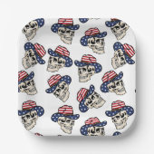 Vette Amerikaanse Cowboy Skull Papieren Bordje (Voorkant)