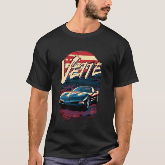 Vette auto van de 5e generatie Patriottische Ameri T-shirt (Voorkant)