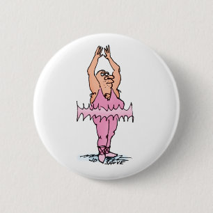 Vette Balletdanser in Roze Tutu Ronde Button 5,7 Cm