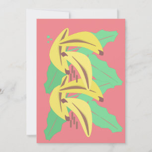 Vette Banaan Bundels Geel Roze Wenskaart