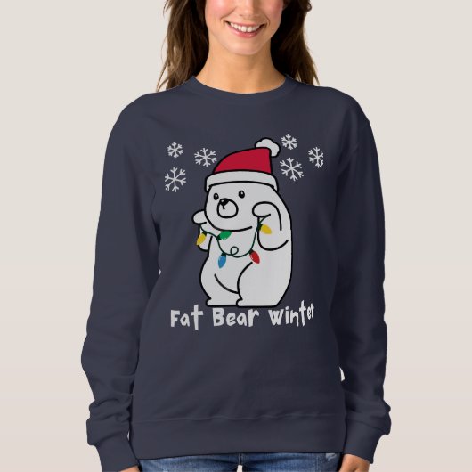 Vette Beer Winter, Witte Beer Kerstman Hoed, Kerst Trui (Voorkant)