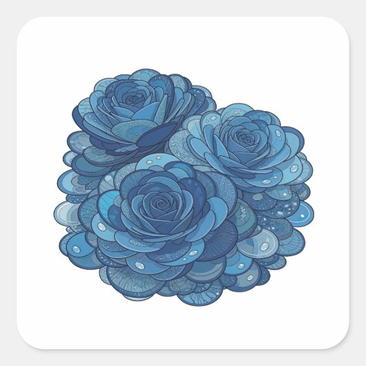 Vette Blauwe BLAUWE ROZEN Sticker Print (Voorkant)