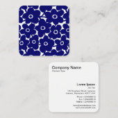 Vette bloemen - Donkerblauw en wit Vierkante Visitekaartje (Voorkant / Achterkant)