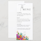Vette Bloemen Elegante Botanische Roze Huwelijk Zo Menu (Voorkant / Achterkant)
