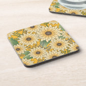 Vette Bloemen Geel Zonnige Zonnebloem Tuin Bier Onderzetter (Linkerzijde)