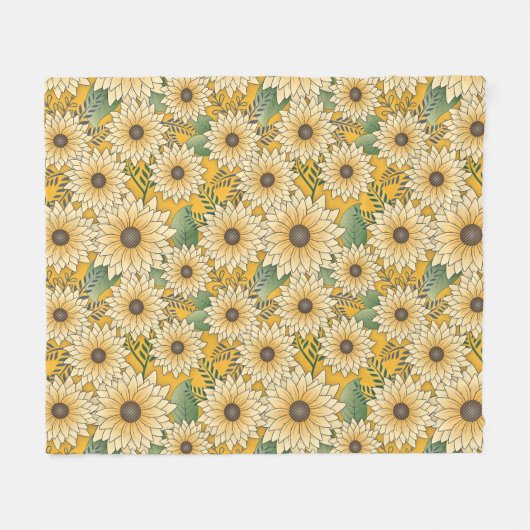 Vette Bloemen Geel Zonnige Zonnebloem Tuin Fleece Deken (Voorkant (Horizontaal))