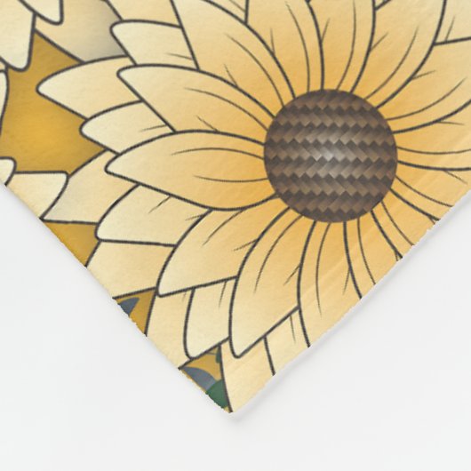 Vette Bloemen Geel Zonnige Zonnebloem Tuin Fleece Deken (Hoek)